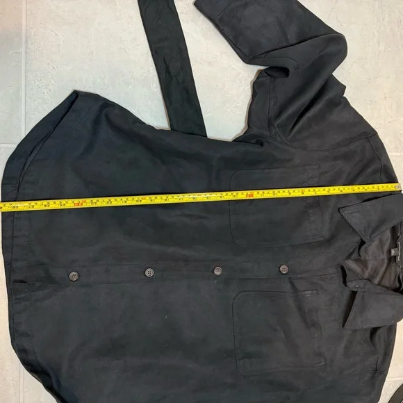 Banana Republic Classic Black Button-Down Shirt Veagan Suede with belt - Picture 7 of 7